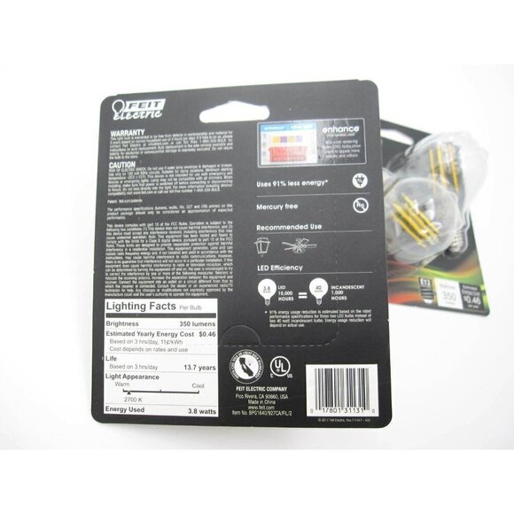 New Lot of 4 Feit 40 Watt Replacement LED Soft White 2700K Dimmable 3.8 W Bulb - Picture 2 of 4